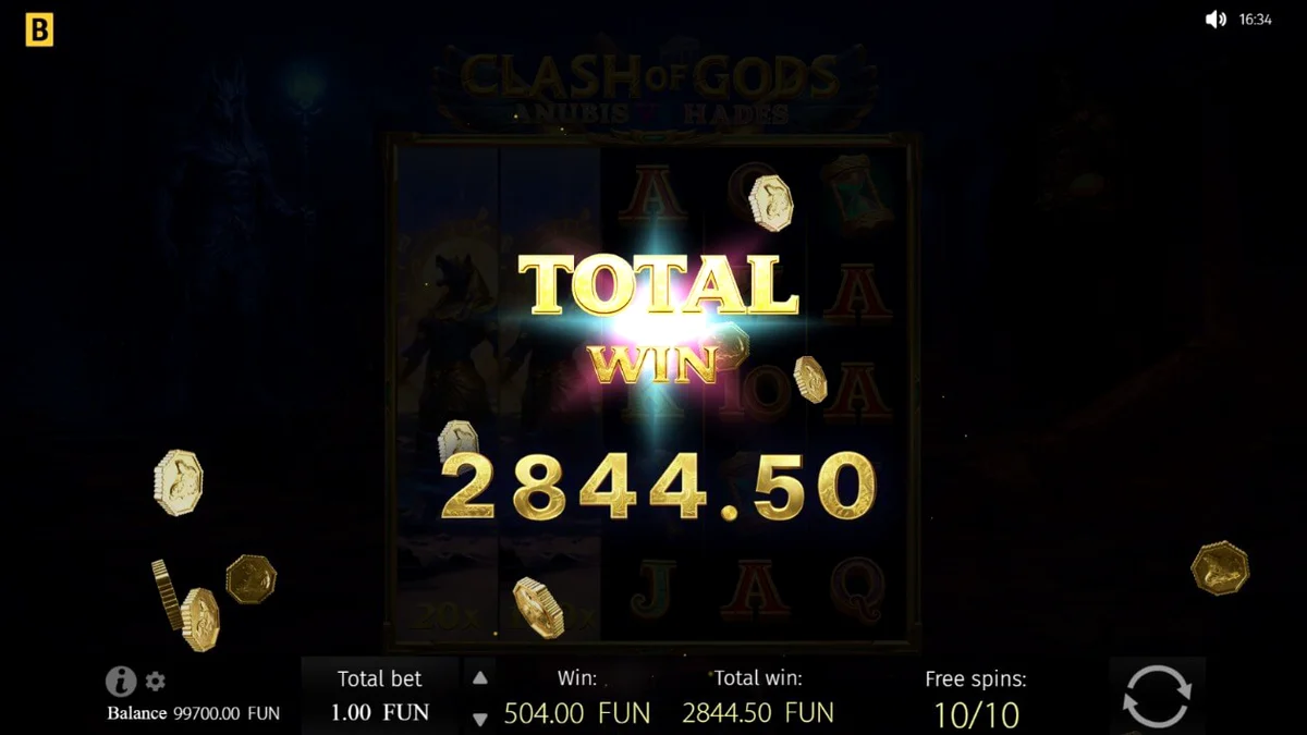 Duelo entre Anubis e Hades no slot Clash of Gods